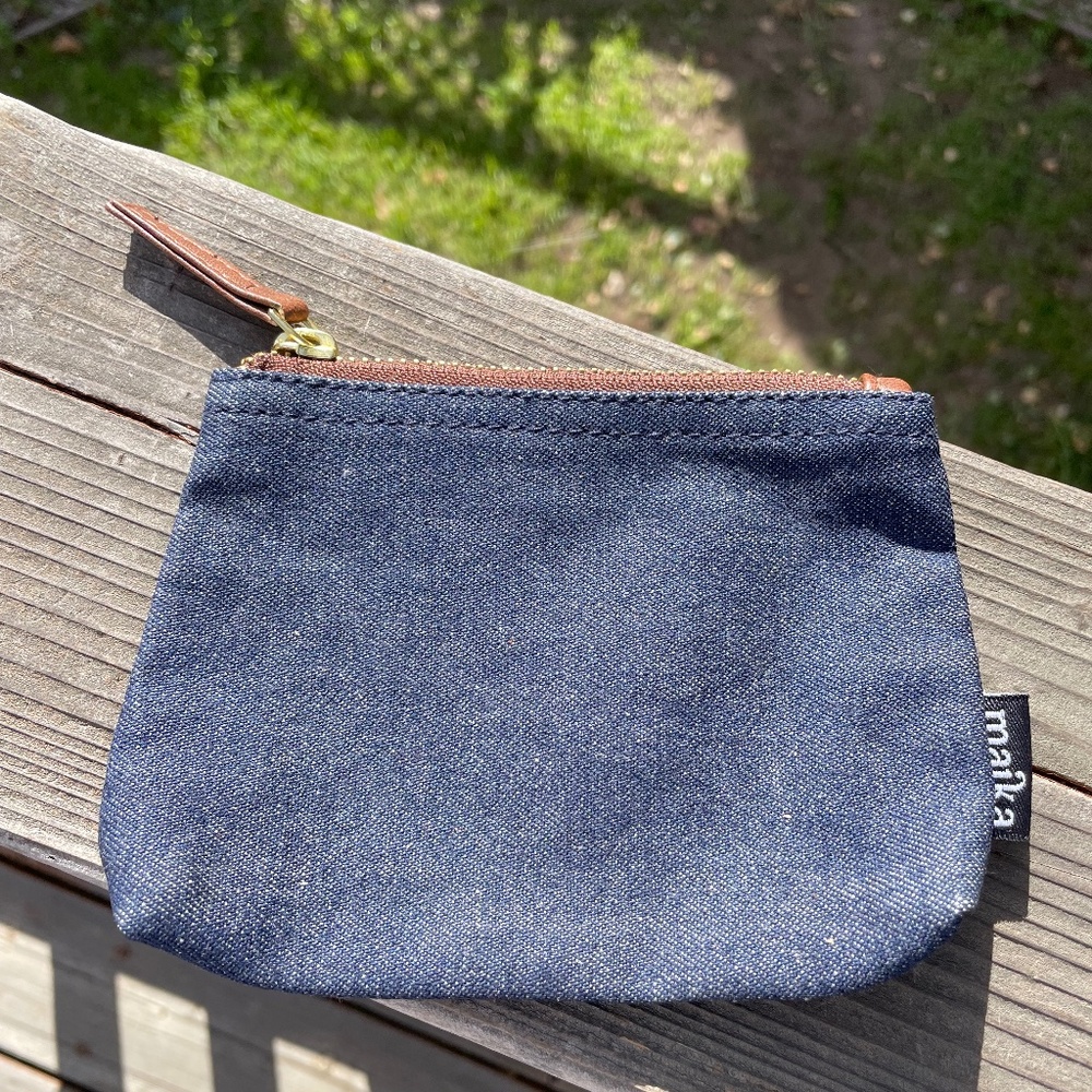 Maika denim fabric small pouch